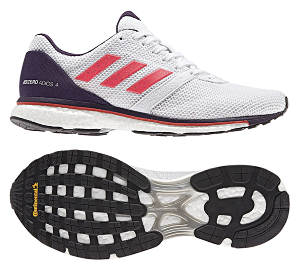Adidas Adios Boots 4的外底前掌用上Continental物料；後掌用自家制橡膠。